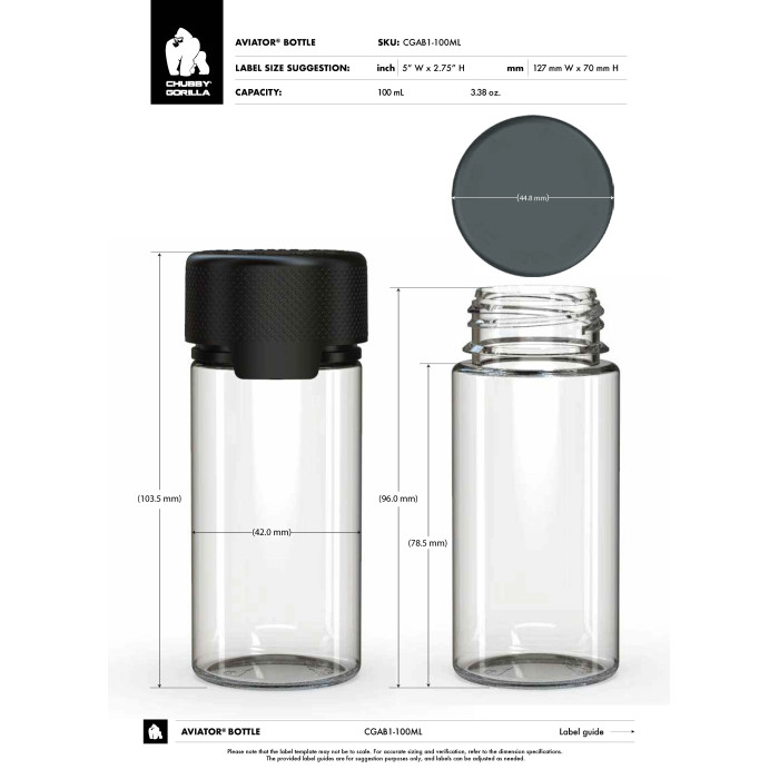 Comprar Chubby Gorilla Botella de aviador CR de 100 ml con evidencia de manipulación (botella blanca con cierre blanco) al por mayor en España