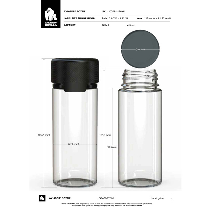 Comprar Chubby Gorilla Botella de aviador CR de 120 ml con evidencia de manipulación (botella negra con cierre negro) al por mayor en España