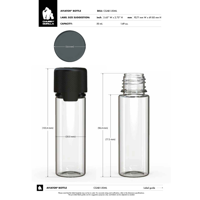 Comprar Chubby Gorilla Botella de 50 ml con tapa a prueba de manipulaciones (botella blanca con cierre blanco) al por mayor en España