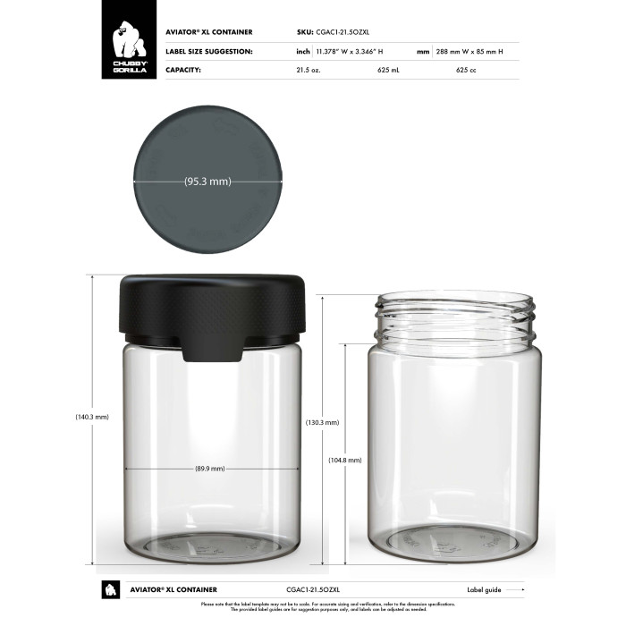 Comprar Chubby Gorilla Envase CR Aviator XL de 21.5 oz con revestimiento y evidencia de manipulación (envase blanco con cierre blanco) al por mayor en España