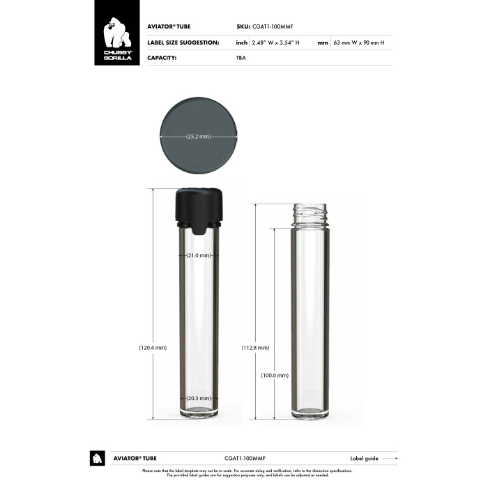 Comprar Chubby Gorilla Tubo aviador 100mmf cr con revestimiento y evidencia de manipulación (tubo transparente con cierre blanco) al por mayor en España