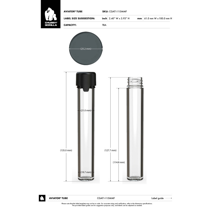 Comprar Chubby Gorilla 115mm tubo aviador CR con revestimiento y evidencia de manipulación (tubo transparente con cierre negro) al por mayor en España