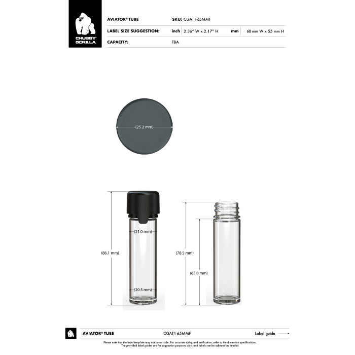 Comprar Chubby Gorilla 65mmf tubo aviador con revestimiento y evidencia de manipulación (tubo blanco con cierre blanco) al por mayor en España