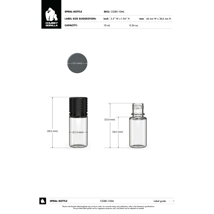 Comprar Chubby Gorilla Frasco en espiral de 10 ml con sello de seguridad (frasco transparente con cierre blanco) al por mayor en España