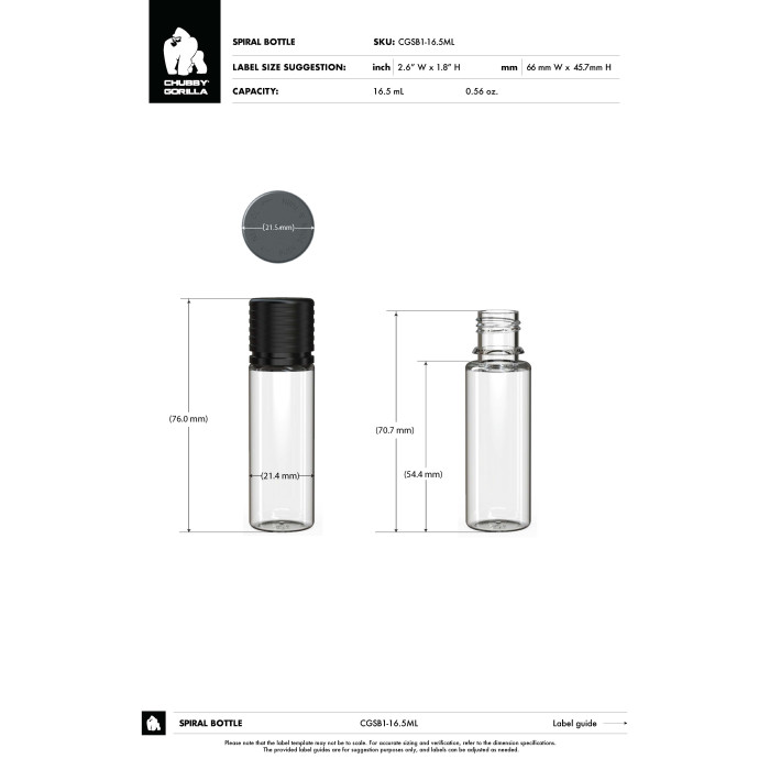 Comprar Chubby Gorilla Botella de espiral CR de 16.5 ml con evidencia de manipulación (botella blanca con cierre blanco) al por mayor en España