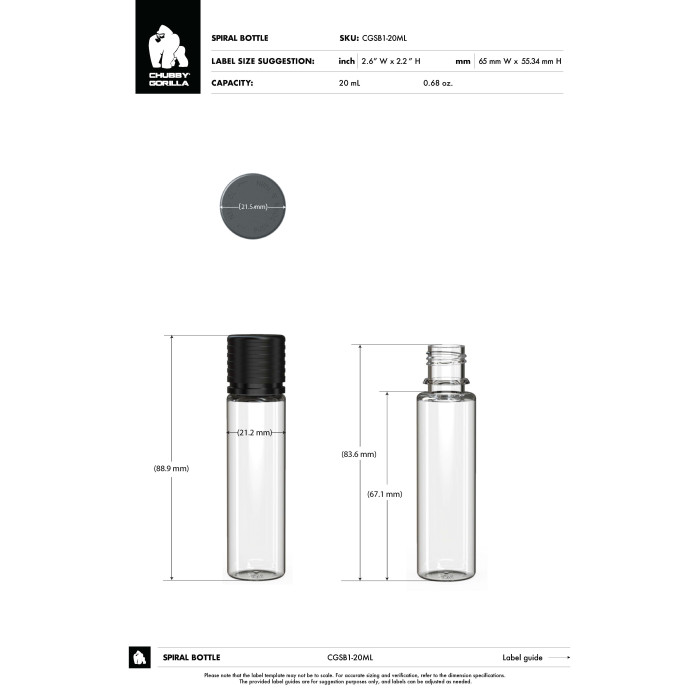 Comprar Chubby Gorilla Frasco espiral CR de 20 ml con evidencia de manipulación (frasco negro con cierre negro) al por mayor en España