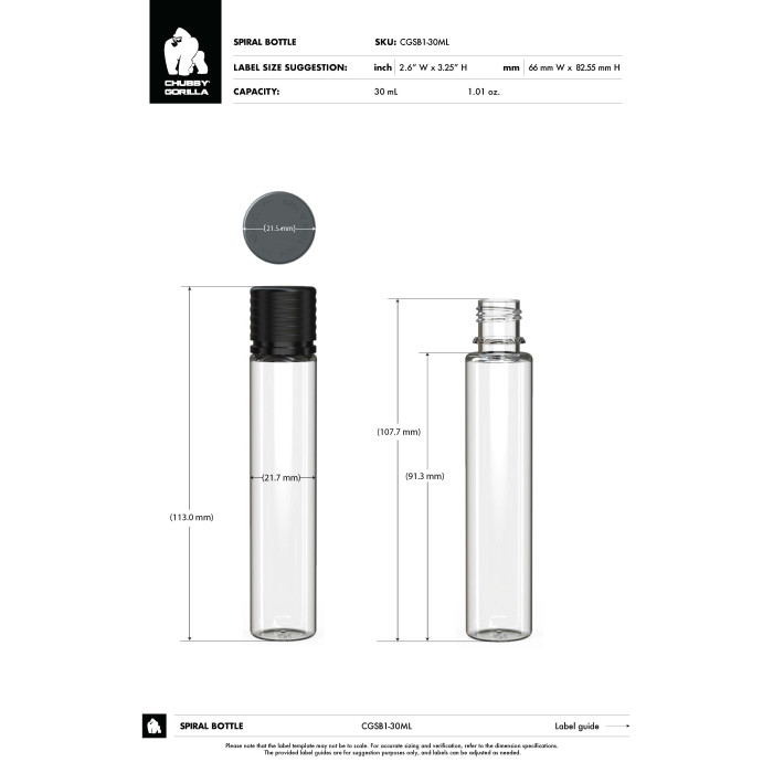 Comprar Chubby Gorilla Botella en espiral CR de 30 ml con evidencia de manipulación (botella negra con cierre negro) al por mayor en España