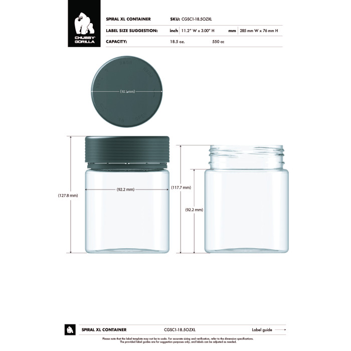 Comprar Chubby Gorilla 18.5 oz contenedor en espiral XL con revestimiento y evidencia de manipulación (contenedor negro con cierre negro) al por mayor en España