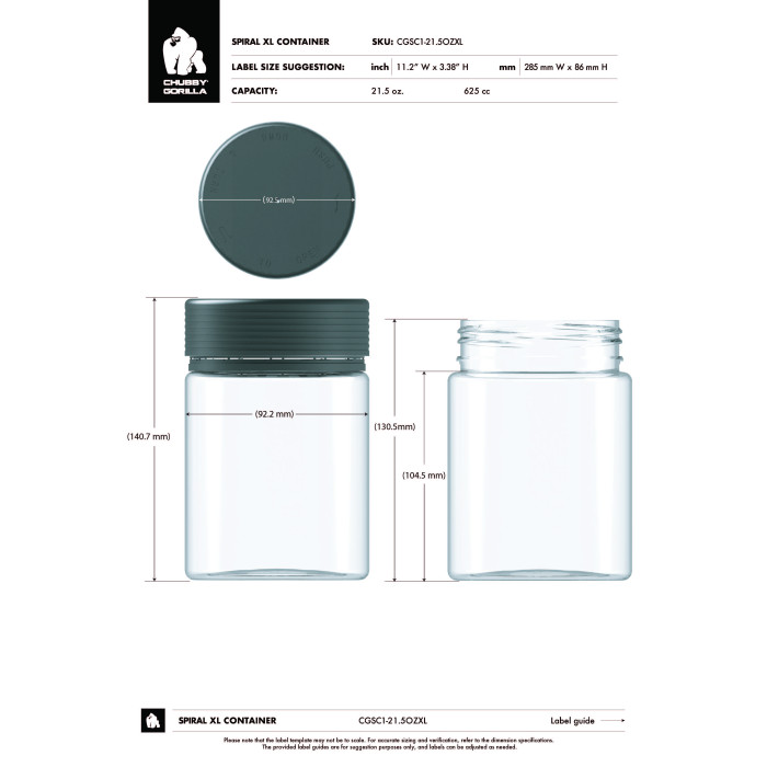 Comprar Chubby Gorilla Envase en espiral XL de 21.5 oz con revestimiento y evidencia de manipulación (envase blanco con cierre blanco) al por mayor en España