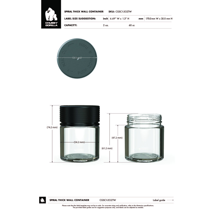 Comprar Chubby Gorilla 2 oz envase espiral de pared gruesa con revestimiento y evidencia de manipulación (envase blanco con cierre blanco) al por mayor en España