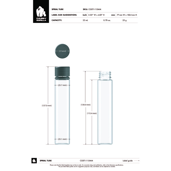 Comprar Chubby Gorilla 115mm tubo espiral CR con revestimiento y evidencia de manipulación (tubo blanco con cierre blanco) al por mayor en España