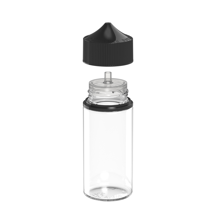Comprar Chubby Gorilla Botella unicornio de 100 ml con reductor de flujo y evidencia de manipulación (botella transparente con cierre negro) al por mayor en España