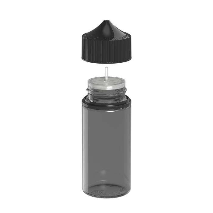 Comprar Chubby Gorilla Botella de unicornio CR de 100 ml con evidencia de manipulación (botella negra translúcida con cierre negro) al por mayor en España