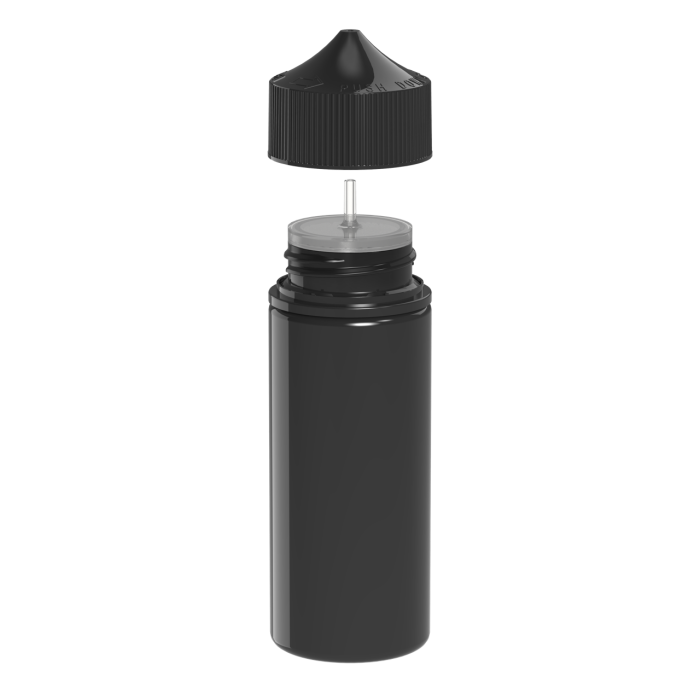 Comprar Chubby Gorilla Botella de unicornio CR de 120 ml con evidencia de manipulación (botella negra con cierre negro) al por mayor en España