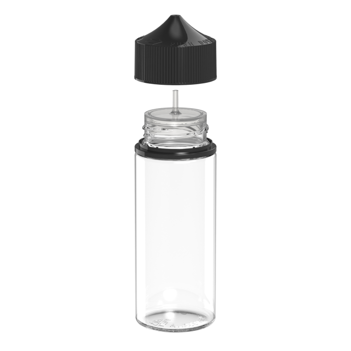 Comprar Chubby Gorilla Botella unicornio CR de 120 ml con evidencia de manipulación (botella transparente con cierre negro) al por mayor en España