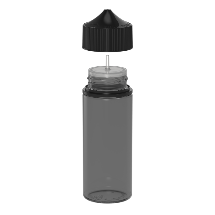 Comprar Chubby Gorilla Botella de unicornio CR de 120 ml con evidencia de manipulación (botella negra translúcida con cierre negro) al por mayor en España