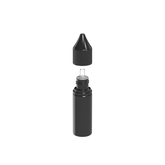 Comprar Chubby Gorilla Botella unicornio de 15 ml con reductor de flujo y evidencia de manipulación (botella negra con tapa negra) al por mayor en España