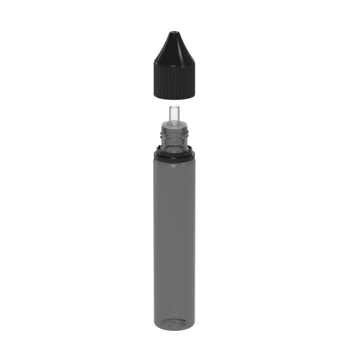 Comprar Chubby Gorilla Botella unicornio de 30 ml con reductor de crema y evidencia de manipulación (botella negra translúcida con cierre negro translúcido) al por mayor en España