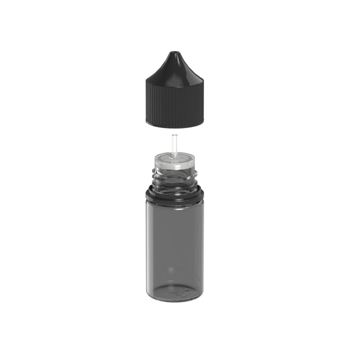 Comprar Chubby Gorilla Botella unicornio de 30 ml con tapa a prueba de manipulaciones (botella negra translúcida con cierre negro) al por mayor en España