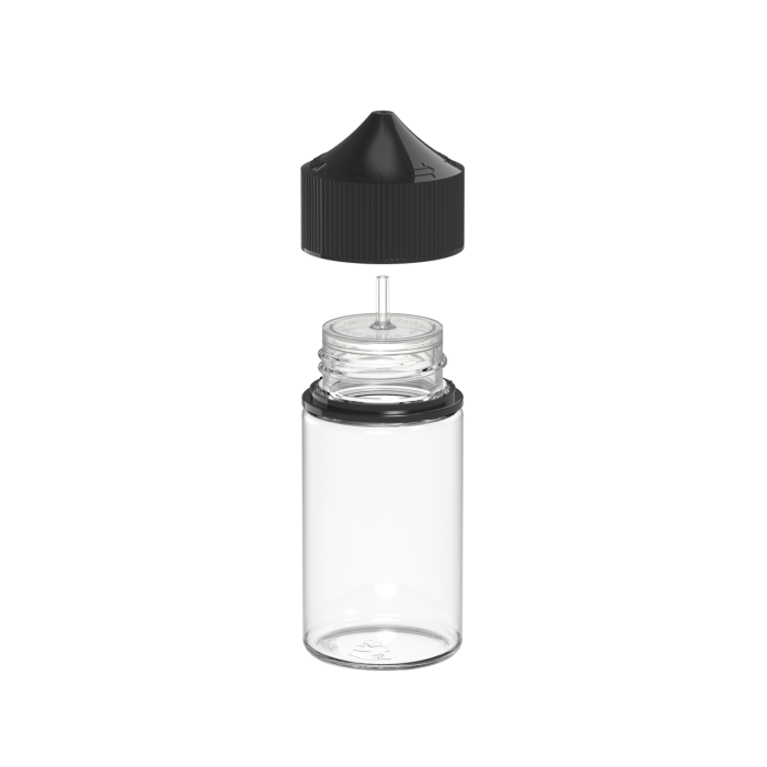 Comprar Chubby Gorilla Botella mini unicornio de 60 ml con evidencia de manipulación (botella transparente con cierre negro) al por mayor en España