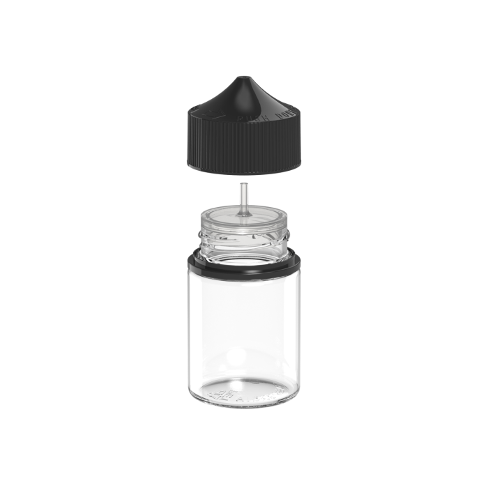 Comprar Chubby Gorilla Botella unicornio de 60ml con tapa a prueba de manipulaciones (botella transparente con cierre negro) al por mayor en España