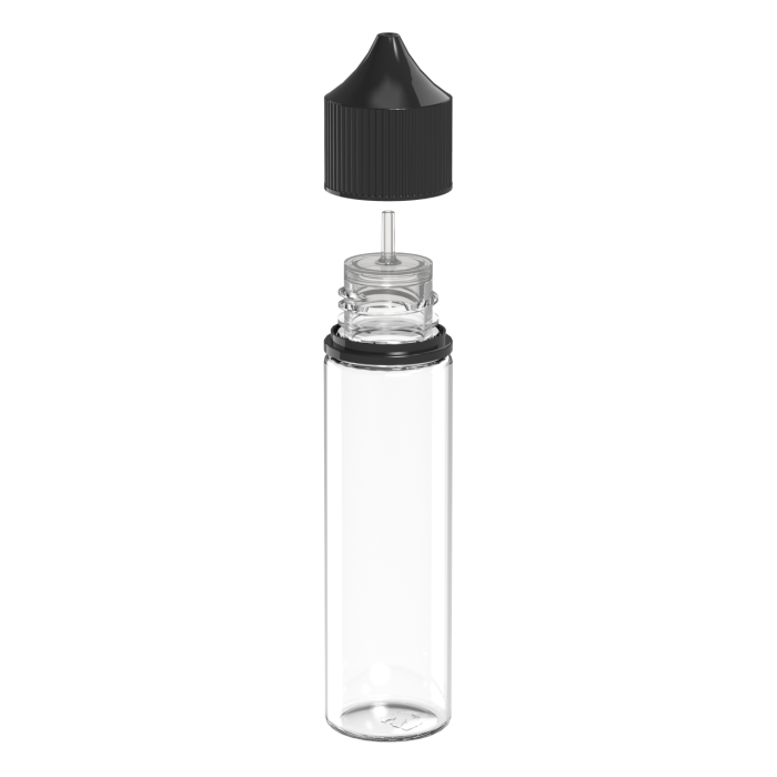 Comprar Chubby Gorilla Botella de unicornio CR de 60 ml con evidencia de manipulación (botella transparente con cierre negro) al por mayor en España
