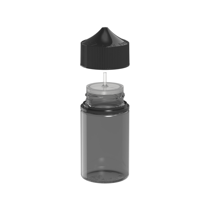 Comprar Chubby Gorilla Botella unicornio de 75 ml con tapa a prueba de manipulaciones (botella negra translúcida con cierre negro) al por mayor en España