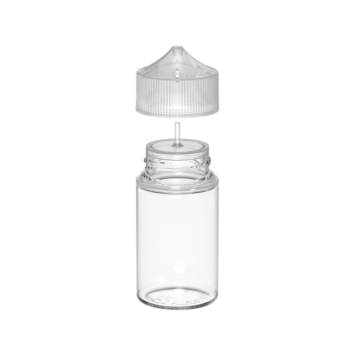 Comprar Chubby Gorilla Botella unicornio corta de 75 ml con sello de garantía (botella transparente con cierre transparente) al por mayor en España