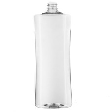 Frasco, 28/410, 1000 ml, con tapa de rosca, transparente, plana, para gel de ducha, PET