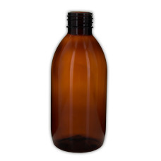 Frasco, 28/410, 250 ml, marrón, cilíndrica, PET, 21 g - para tapa a prueba de manipulaciones/CRC.