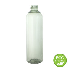 Frasco, 24/410, 250 ml, de rosca, transparente, redonda Boston, PET reciclado