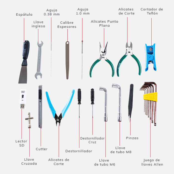 Kit de Herramientas Creality para Impresora 3D. Maletín Herramientas
