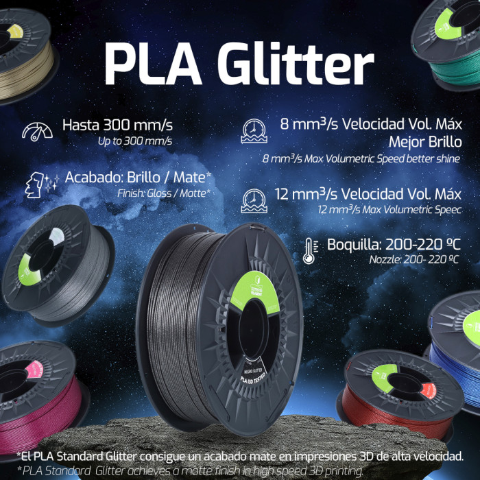 PLA i3D Tested Glitter Azul 1,75 mm