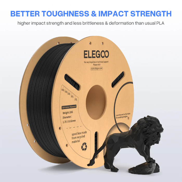 PLA+ Elegoo Negro 1,75 mm