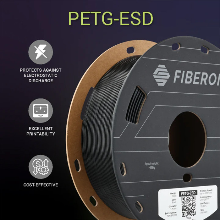 PETG-ESD Fiberon Polymaker Black 1,75 mm