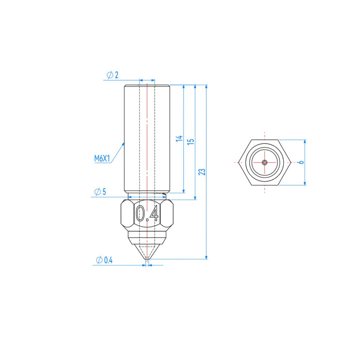 Boquilla Micro Swiss Latón Recubierta de Níquel para CR-M4, K1 Series 1.75 mm