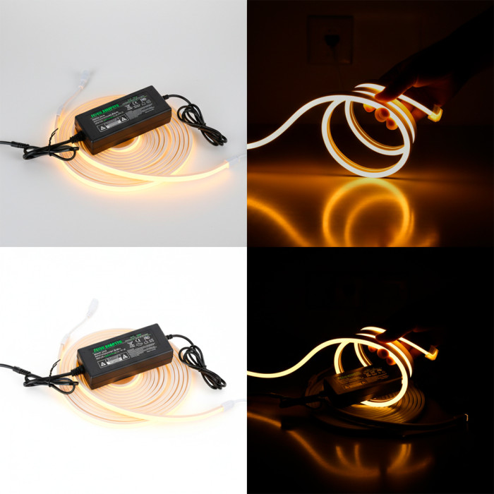 Luces LED Neon Flex Blanco Cálido 5/10 m con adaptador