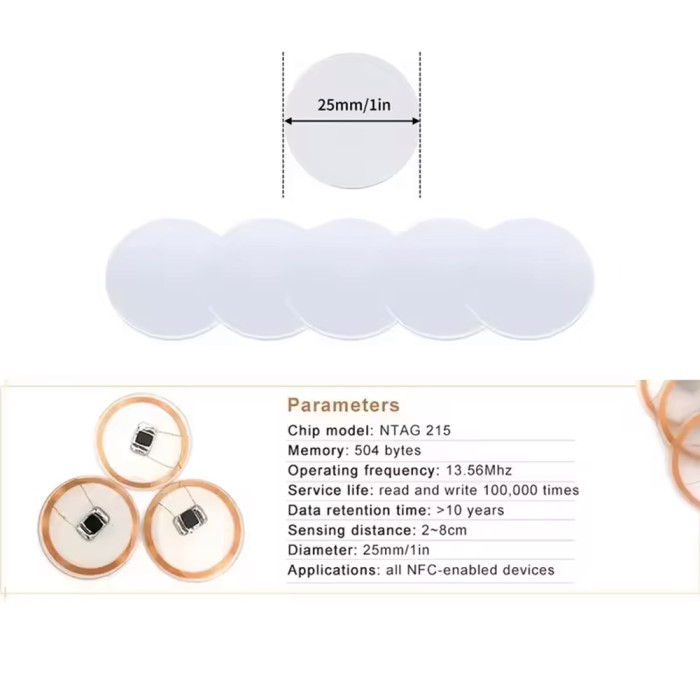 Pack NFC Tag. Tarjeta NFC. Caja 50 unidades