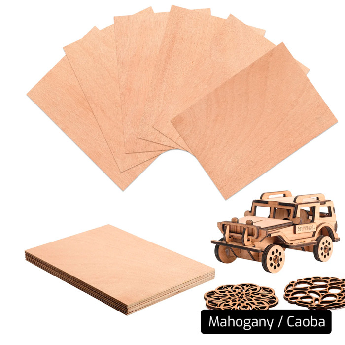 Kit Madera Grabadora Cortadora Láser. 2,5 / 3 mm Grosor. Mahogany, Cherry, Walnut. Kit de 6 unidades.