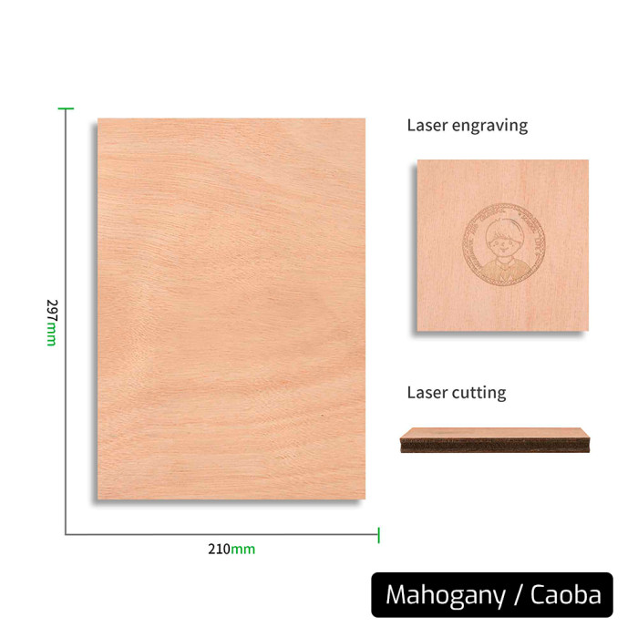 Kit Madera Grabadora Cortadora Láser. 2,5 / 3 mm Grosor. Mahogany, Cherry, Walnut. Kit de 6 unidades.