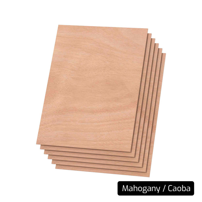 Kit Madera Grabadora Cortadora Láser. 2,5 / 3 mm Grosor. Mahogany, Cherry, Walnut. Kit de 6 unidades.