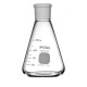 Matraz Erlenmeyer cuello estrecho boca esmerilada NS borosilicato 3.3 con reborde