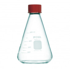 Matraz Erlenmeyer con tapón roscado GL polipropileno junta silicona PTFE