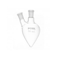 Matraz forma corazón 2 bocas esmeriladas borosilicato