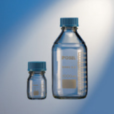 Frasco ISO graduado GL45 borosilicato 3.3 con tapón PP y anillo antigoteo autoclavable