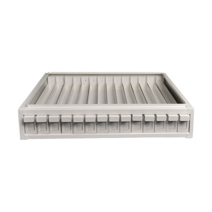 Archivador modular para portaobjetos y casetes ABS blanco 14 cajones apilable