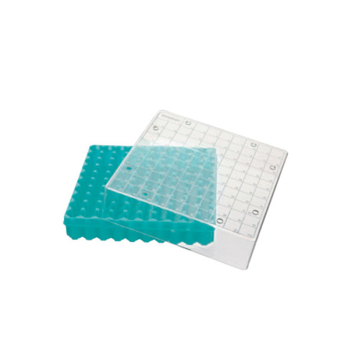 Caja de congelación PC tapa transparente con código alfanumérico para tubos hasta Ø 12 mm