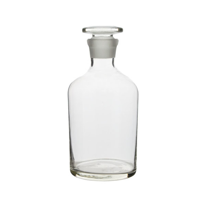 Frasco para reactivos boca estrecha 250 ml vidrio soda con tapón esmerilado transparente