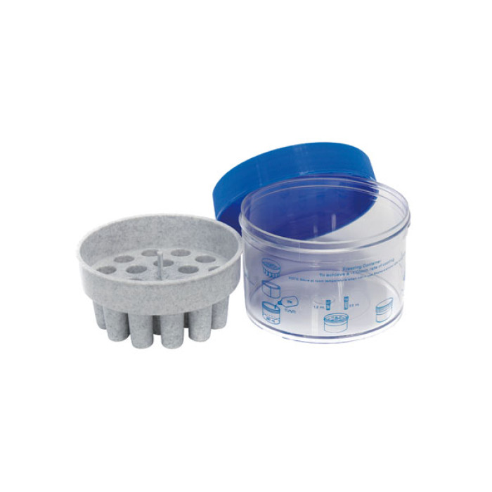 Contenedor de Congelación con Inserto de Espuma para Tubos Criogénicos 1.0, 1.8 y 2.0 ml — 18 tubos