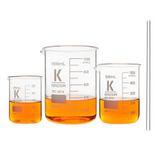 Pack vasos de precipitados forma baja 250/500/1000 ml borosilicato 3.3 con varilla de agitación